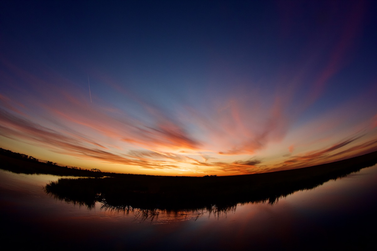 salt marsh at dusk