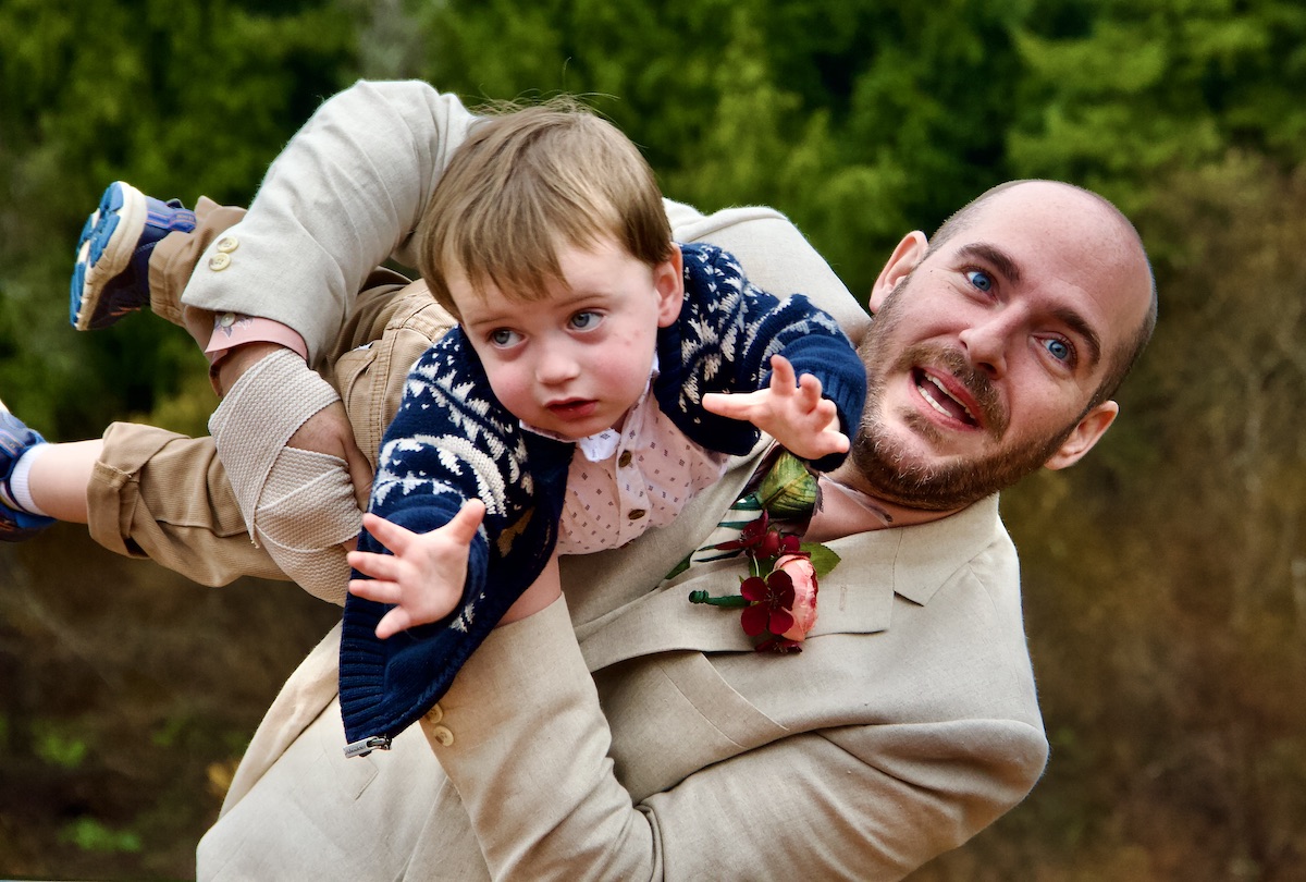 man playing with child