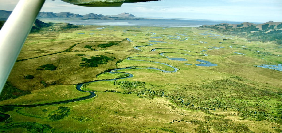 river valley from plane