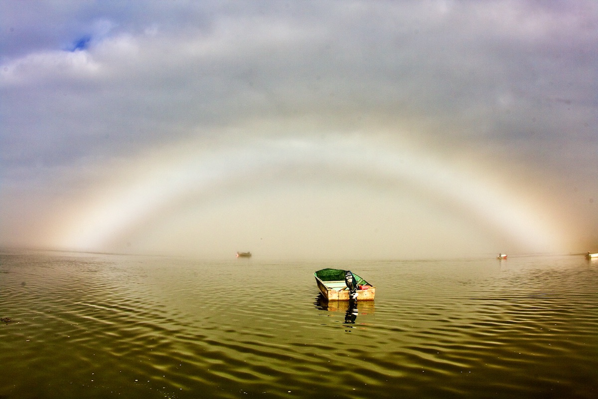 fogbow over boat