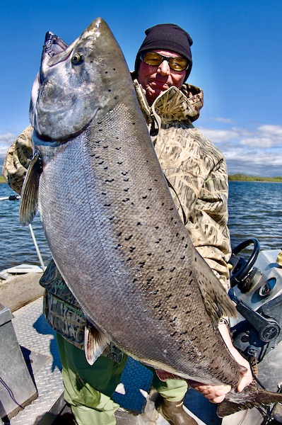 man with king salmon