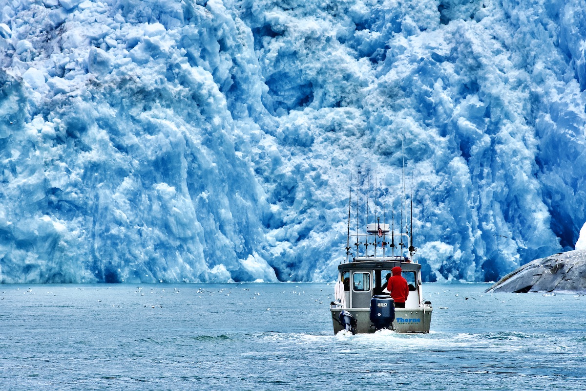 boat near a glacier